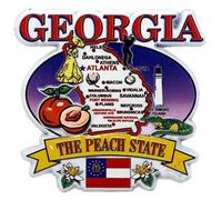 Georgia State Elements Map Fridge Collectible Souvenir Magnet