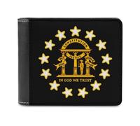 Georgia State Flag Bifold Wallet PU Leather Slim Purse Pocket Wallet with Card Holder for Office Travel