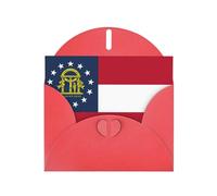 Georgia State Flag Pearl Paper Holiday Greeting Card With Envelopes Weddings Party Birthday Invitations Wishes