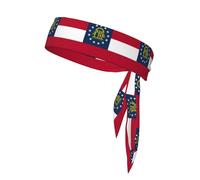 Georgia State Flag Print Head Tie Headbands, Ninja Karate Tie, Athletic Sweatbands,Sweat Wicking Workout Head Band