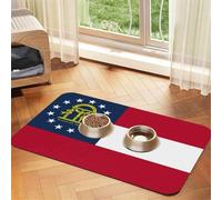 Georgia State Flag Print Pet Food Mat Absorbent Non Slip PU Leather Feeding Mat for Dogs Cats Rubber Bottom
