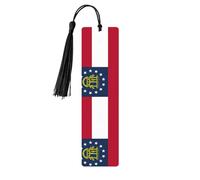 Georgia State Flag Print Reading Page Markers Wooden Bookmarks, 5pcs Wood Bookmarks with Tassels, Gifts for Men Women
