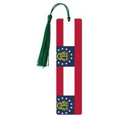 Georgia State Flag Print Reading Page Markers Wooden Bookmarks, 5pcs Wood Bookmarks with Tassels, Gifts for Men Women