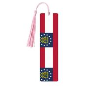 Georgia State Flag Print Reading Page Markers Wooden Bookmarks, 5pcs Wood Bookmarks with Tassels, Gifts for Men Women
