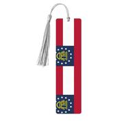 Georgia State Flag Print Reading Page Markers Wooden Bookmarks, 5pcs Wood Bookmarks with Tassels, Gifts for Men Women