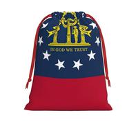 Georgia State Flag Print Santa Sack Drawstring Bags For Presents, Reusable Plush Holiday Fabric Gift Bags- L Size