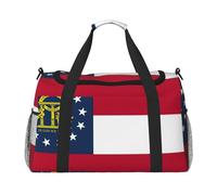 Georgia State Flag print Travel Duffle Bag Gym Bag for Women,Puffer Tote Bag,Weekender Overnight Bag Organizer, Black, One Size