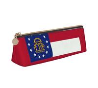 Georgia State Flag print Triangle Box Multi functional Makeup Bag, Office Travel and Daily Stationery Storage, White, One Size, Lightweight