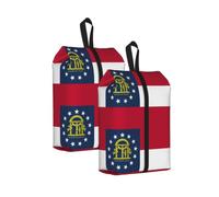 Georgia State Flag Print Waterproof Shoe Bag Travel Bag with Carry Strap Storage Bag Versatile Cosmetic Bag-2pcs
