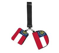 Georgia State Flag Printed Coin Purse Wristlet Set, Dual Pouch Wallet with Keychain Strap for Workout Daily Carry