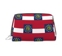 Georgia State Flag Printed Zippered Toiletry Bag, Wide Open Storage Case for Personal Care Items and Cosmetics