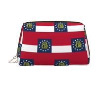 Georgia State Flag Printed Zippered Toiletry Bag, Wide Open Storage Case for Personal Care Items and Cosmetics
