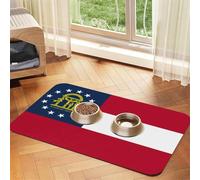 Georgia State Flag Printing Pet Absorbent Tablecloth, Special Pad For Pet Bowls, Rollable For Storage, Ideal For Pet Bowls