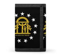 Georgia State Flag U.S.A. Fashion Trifold Wallets with Key Ring Lightweight Front Pocket Tri-Fold Wallet