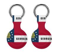 Georgia State Flag U.S.A. Silicone Case Compatible with AirTag Holder Cover with Keychain Ring