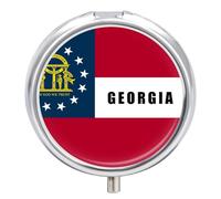 Georgia State Flag U.S.A. Small Pill Box Case 3 Compartment 2" | Travel Organizer for Purse Pocket Protable Container Storage Holder