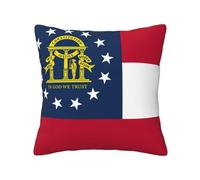 Georgia State Flag Washable Square Accent Pillow Cover, Throw Cushion Cover With Invisible Zipper For Sofa Bed