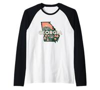 Georgia State Map Road Trip Atlanta Columbus Augusta Macon Raglan Baseball Tee