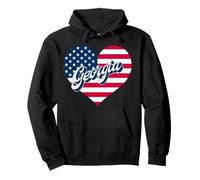 Georgia state patriotic USA heart US flag men women & kids Pullover Hoodie