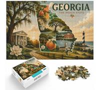 Georgia︰ The Peach State Illustrated Map Jigsaw Puzzle, 1000 Piece