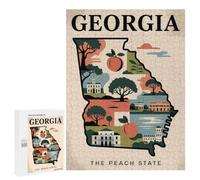 Georgia︰ The Peach State Illustrated Map - Jigsaw Puzzle for Adults, 500 PCS, Winter Gift, with A Decorative Finished Picture