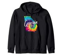 Georgia Tie Dye State Map Pride Hippie Vintage Zip Hoodie
