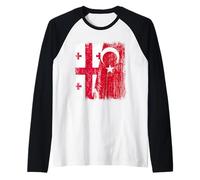 Georgia Turkey Half Flag Turkiye Georgian Turkish Heritage Raglan Baseball Tee