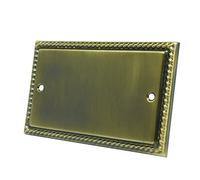 Georgian Antique Brass Double Blank Plate - Electrical Blanking Plate 2-Gang