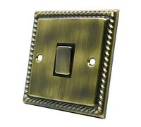Georgian Antique Brass Intermediate 1 Gang Switch - 10 Amp Single 1-Gang Intermediate Light Switch