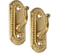Georgian Curtain Drapery Hold Back Tie Back Hooks, 70mm (2.3/4 inch) - Brass, Pack of 2