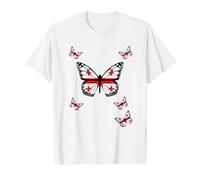 Georgian Flag Colour Butterfly Georgian Flag Butterfly Wings Value Graphic T-Shirt, Men, White, M
