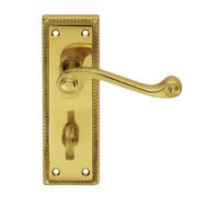 Georgian Lever on Backplate Contract Range Satin Chrome Solid Zinc Handle Set for High-Use Internal Doors (Bathroom, Boxed)