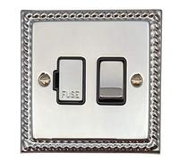 Georgian Polished Chrome Switched Fused Spur (Black Insert/Chrome Switch) - MC357