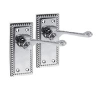 Georgian Scroll Chrome Door Handle Set - Internal Lever Handles with Backplate (108mm x 48mm) - Classic Polished Chrome Finish - 1Pair