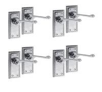 Georgian Style Chrome Door Handle Set - Internal Door Handles and Tubular Latch, Classic Polished Chrome -Plated Finish (1-6 Pairs) - Backplate Size 108mm x 48mm (4 Pair of Handles)