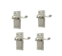 Georgian Style Scroll Satin Nickel Door Handles - Elegant Internal Door Handles with Satin Nickel Finish, Compatible with Door Latches & Mortice Locks (4 Pair of Handles)