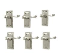 Georgian Style Scroll Satin Nickel Door Handles - Elegant Internal Door Handles with Satin Nickel Finish, Compatible with Door Latches & Mortice Locks (6 Pair of Handles)