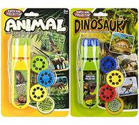 Georgie Porgy Children Projector Toys Educational Science Set Wall Ceiling Tent Torch Flashlight for Kids Gifts for Boys Girls with 2pcs Tattoo Stickers (Dinosaur + Animal)