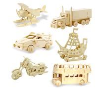 Georgie Porgy Kids Toys Construction Woodcraft Kits 3D Wooden Model Puzzle DIY Arts Crafts Kits Wooden Jigsaws Age 8+ (Airplane Bus Car Pirate Ship Truck Motorcycle)