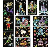 Georgie Porgy Scratch Art Paper Set DIY Arts Craft Kits for Kids Magic Rainbow Cards Boards Christmas Birthday Present for Boys Girls (Postcard-Goods+Houses+Fairytales)