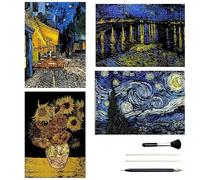 Georgie Porgy Scratch Art Paper Set DIY Arts Craft Kits for Kids Magic Rainbow Cards Boards Christmas Birthday Present for Boys Girls (A3-Van Gogh Paintings)