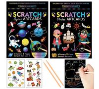 Georgie Porgy Scratch Art Paper Set DIY Arts Craft Kits for Kids Magic Rainbow Cards Boards Christmas Birthday Present for Boys Girls (Pirate Outer Space)