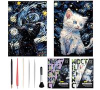 Georgie Porgy Scratch Art Paper Set DIY Arts Craft Kits for Kids Magic Rainbow Cards Boards Christmas Birthday Present for Boys Girls (A3-Glow in The Dark Cats)