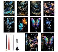 Georgie Porgy Scratch Art Paper Set DIY Arts Craft Kits for Kids Magic Rainbow Cards Boards Christmas Birthday Present for Boys Girls (Glow in The Dark Butterfly + Whale)