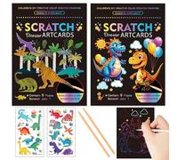 Georgie Porgy Scratch Paper Art Set DIY Craft Sets for Children Magic Scratch Paper Notebook Easter Christmas Birthday Gift for Boys Girls (Dinosaur 2 Pieces)