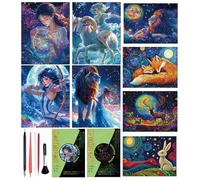Georgie Porgy Scratch Picture Set DIY Craft Sets for Children Adults Magic Rainbow A4 Scratch Paper for Christmas Birthday Gift with Scratch Tools Kit (Glow-in-the-Dark Star Beast + Constellation)