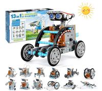 Georgie Porgy Solar Power Robot Toys for Kids STEM Projects Kits Science Experiment Sets DIY Building Solar Robot Cars Crafts Kit Birthday Gifts for Boys Girls Age 8+ (13-in-1 Grey)
