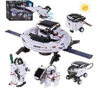 Georgie Porgy Solar Power Robot Toys for Kids STEM Projects Kits Science Experiment Sets DIY Building Solar Robot Cars Crafts Kit Birthday Gifts for Boys Girls Age 8+ (6-in-1 White)