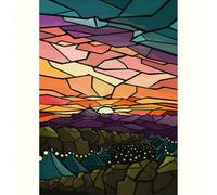 Georgina Westley Glastonbury Stained Gl Print Blue/purple/orange (40Cm X 30Cm)