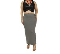 Georgio Martini - First Time in India Plus Size Cotton Lycra Saree Shapewear for Women Straight Cut Skirt with Side Cut | Shape Wear Dress for Sarees | Petticoat with Drawstring | S to 10XL, Grey, 4XL